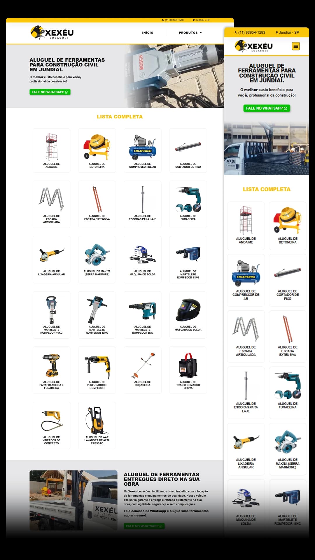 Exemplo de criação de site em Jundiaí — landing page Xexéu Locações